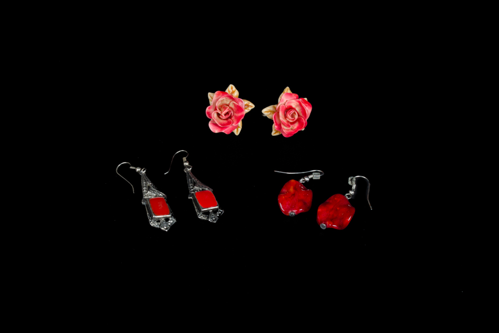 Group of Red Fashion Earrings