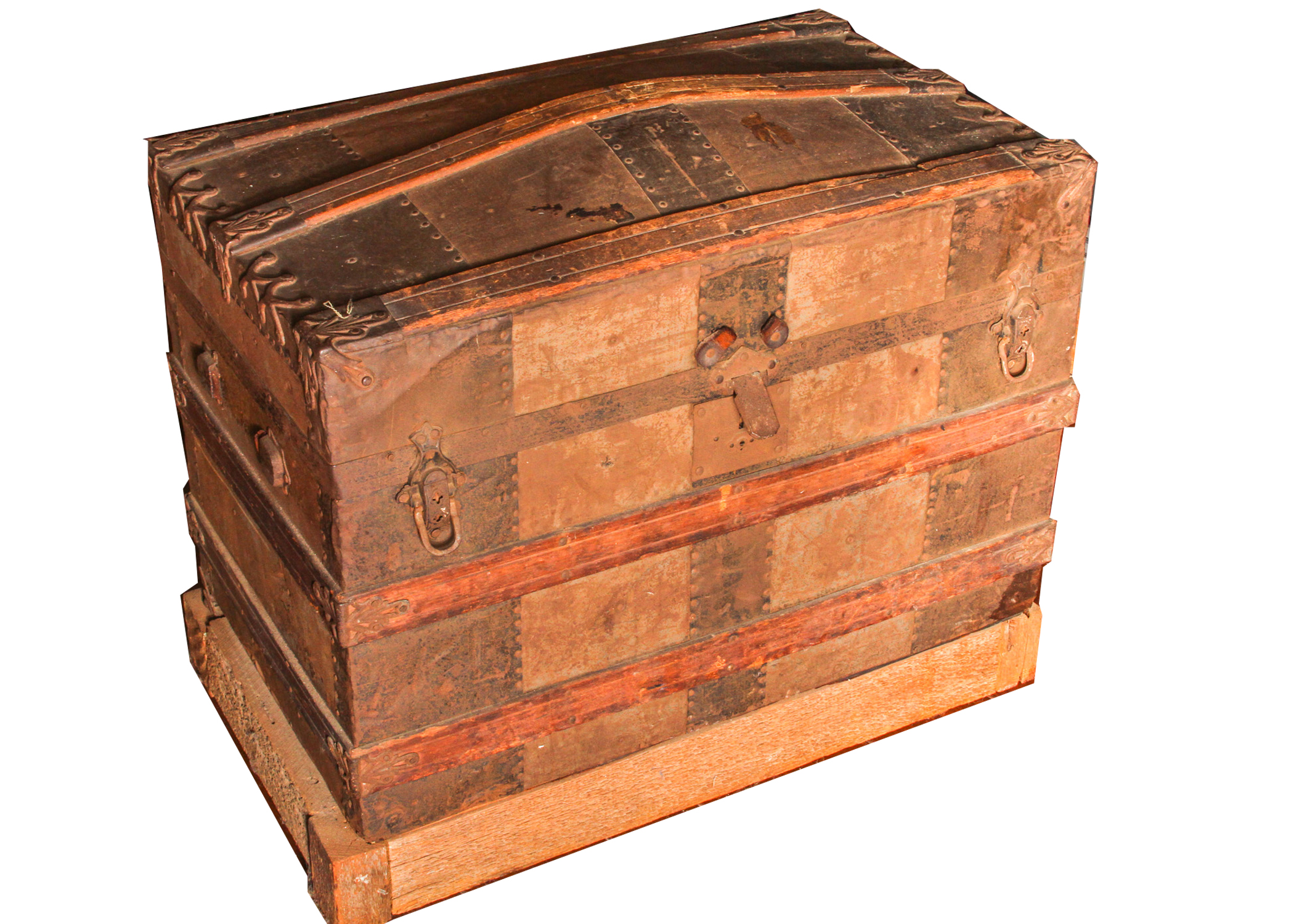 Vintage Metal and Wood Steamer Trunk