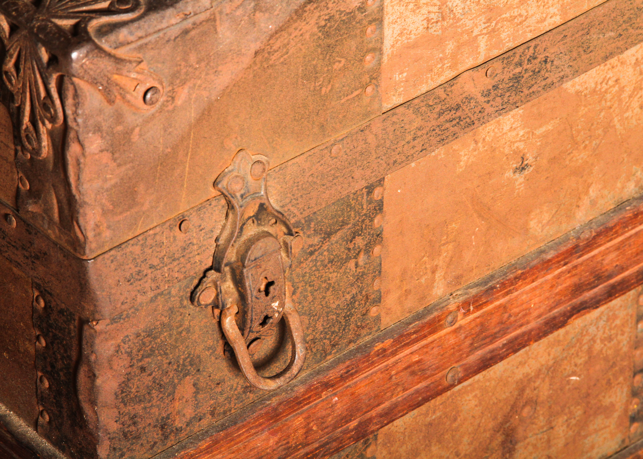 Vintage Metal and Wood Steamer Trunk