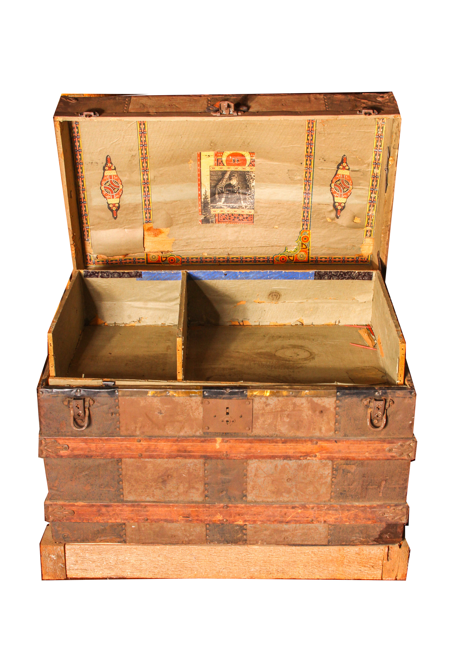 Vintage Metal and Wood Steamer Trunk