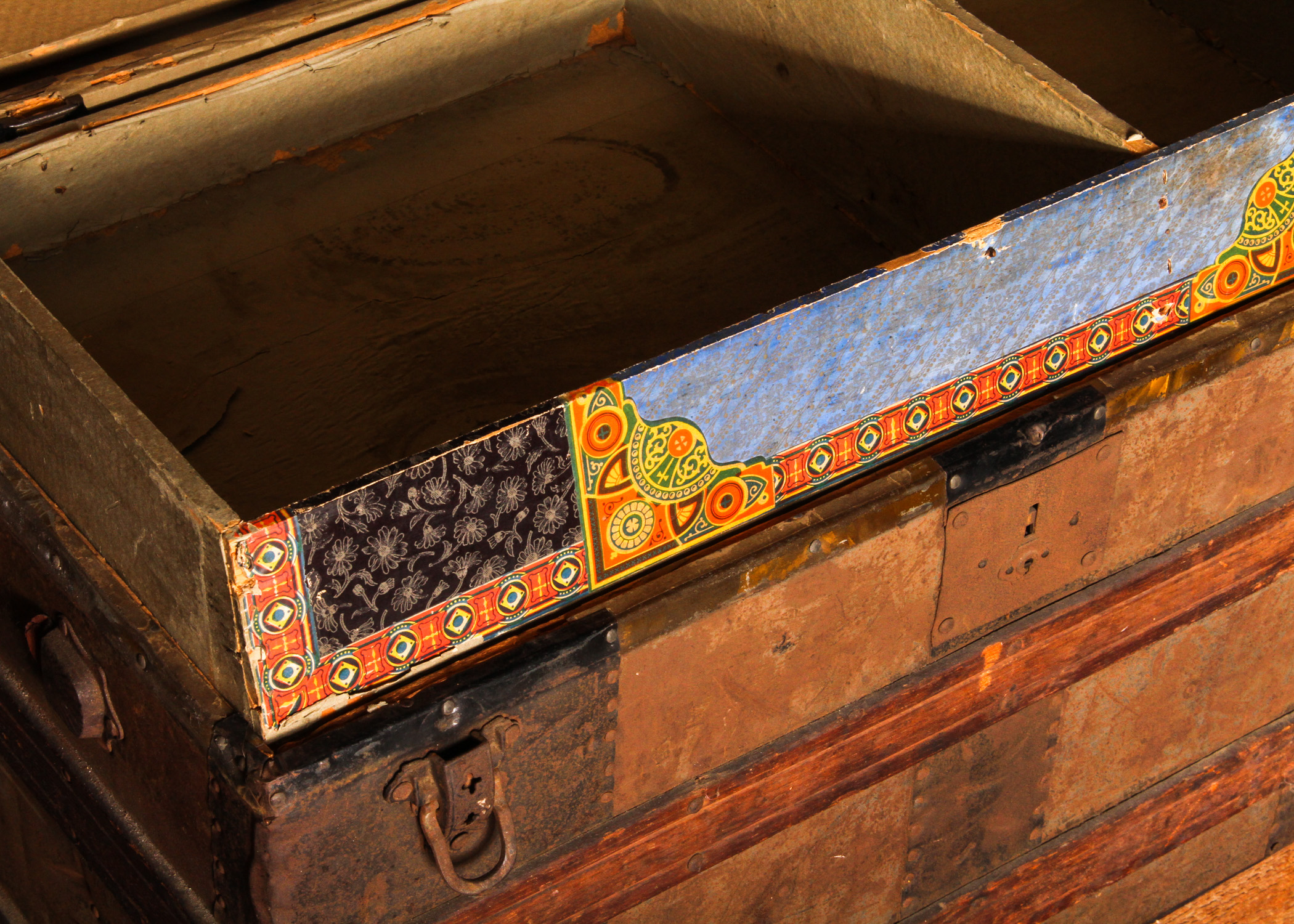 Vintage Metal and Wood Steamer Trunk