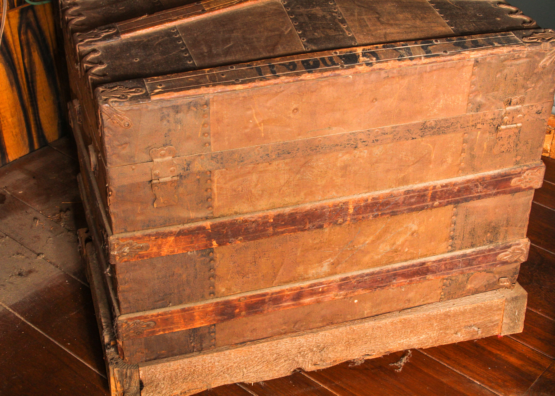 Vintage Metal and Wood Steamer Trunk