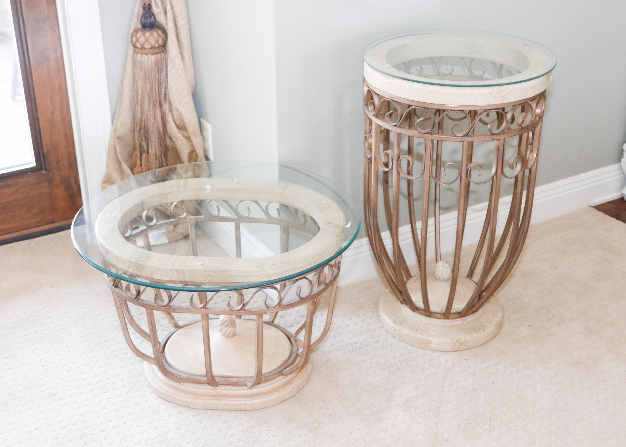 Pair of Glass Top Side Tables