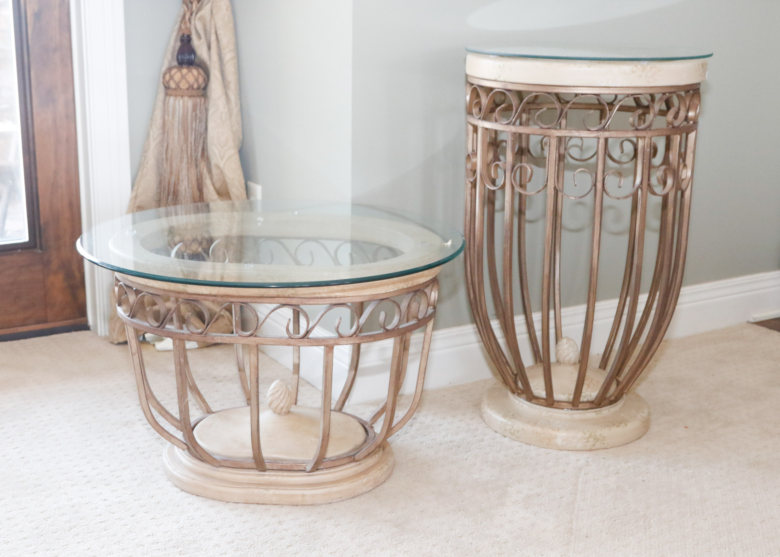 Pair of Glass Top Side Tables