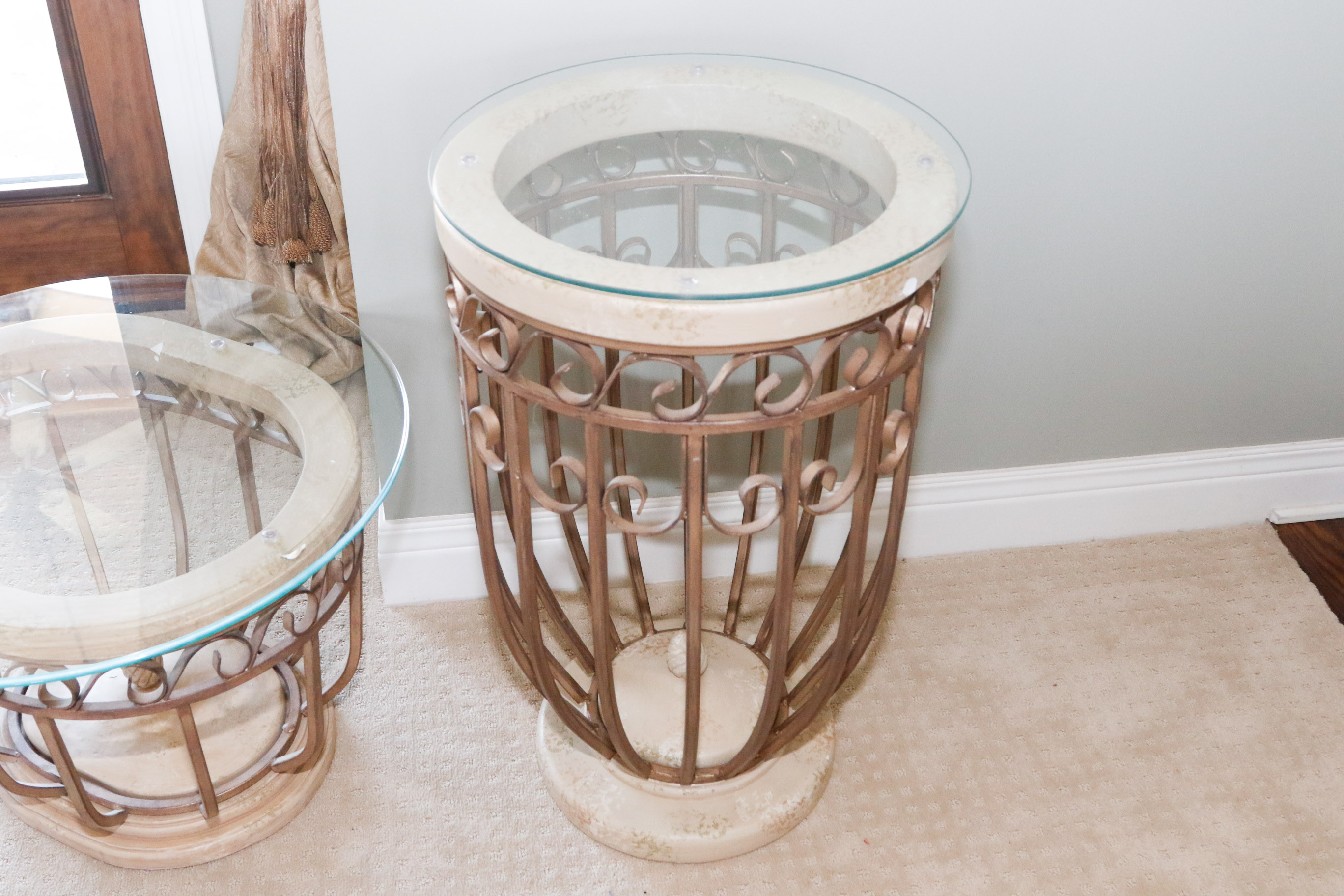 Pair of Glass Top Side Tables