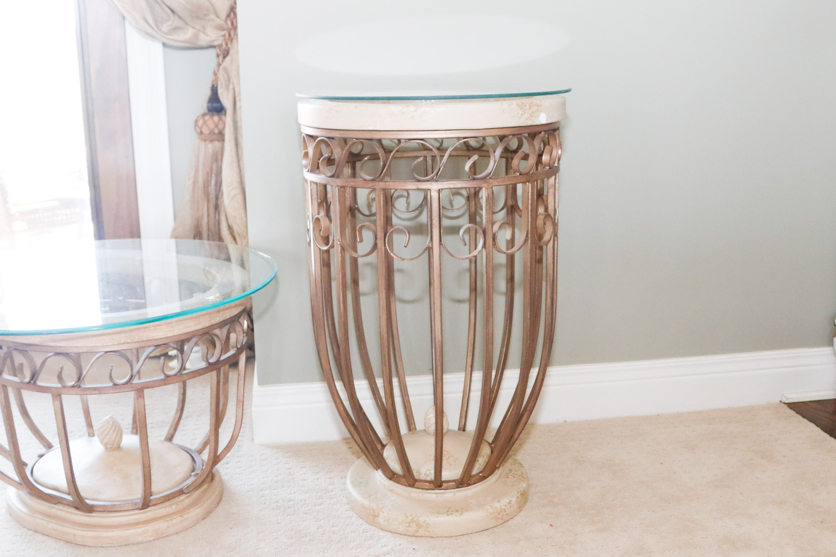 Pair of Glass Top Side Tables
