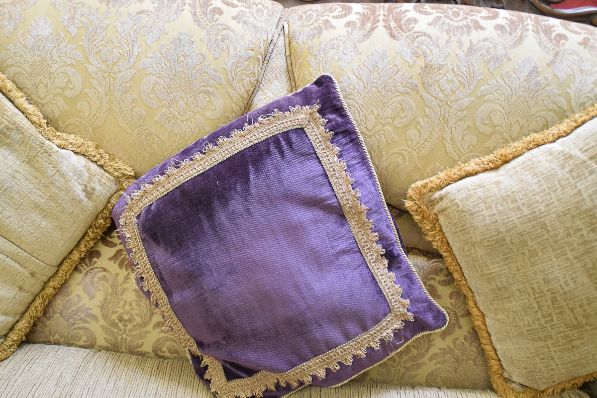 Vintage Carved Wooden Upholstered Loveseat