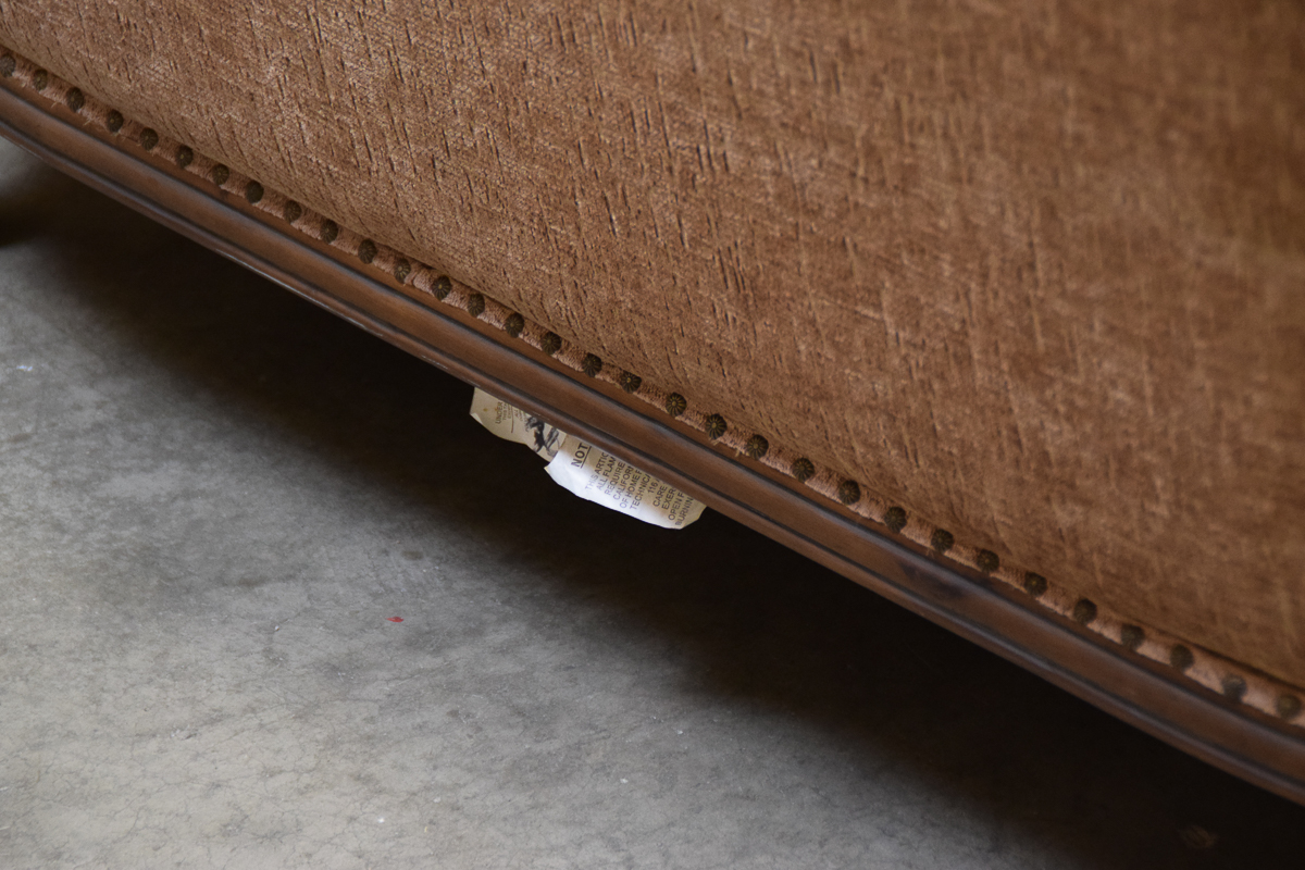 Vintage Carved Wooden Upholstered Loveseat