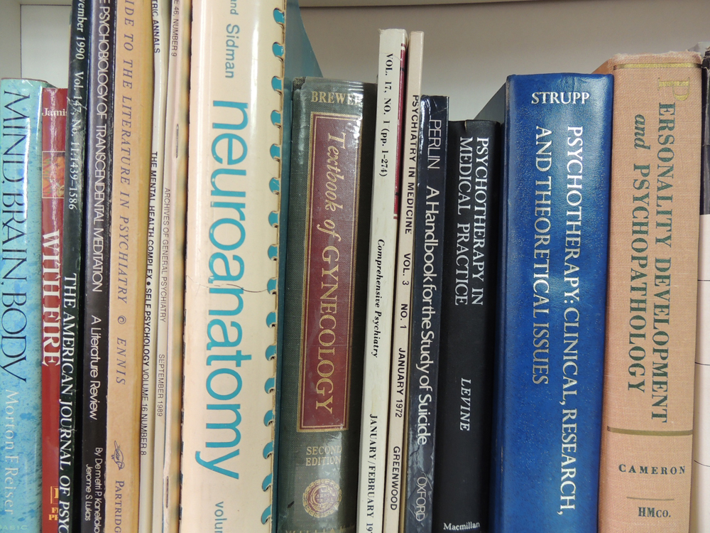 Bookcase Assortment of Psychology and Medical Books