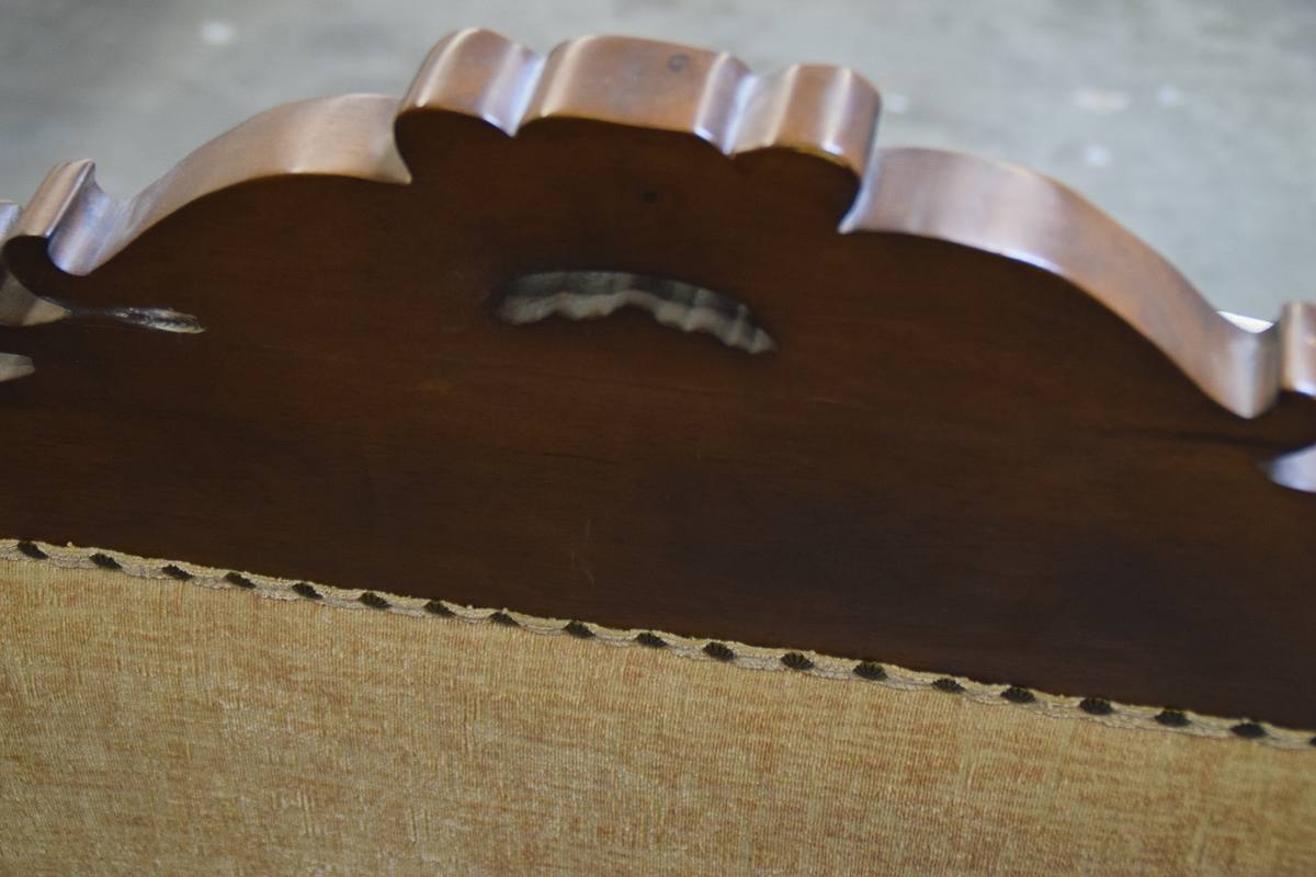 Vintage Carved Wooden Upholstered Loveseat