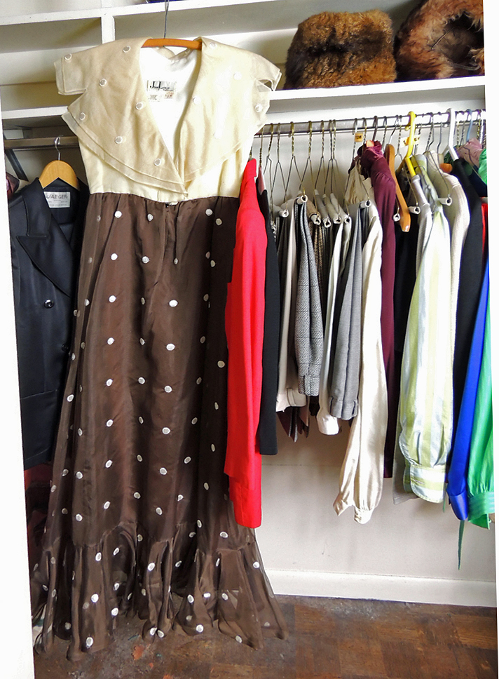 Vintage Collection of Women's Clothing, Fur Hats, and Shoes