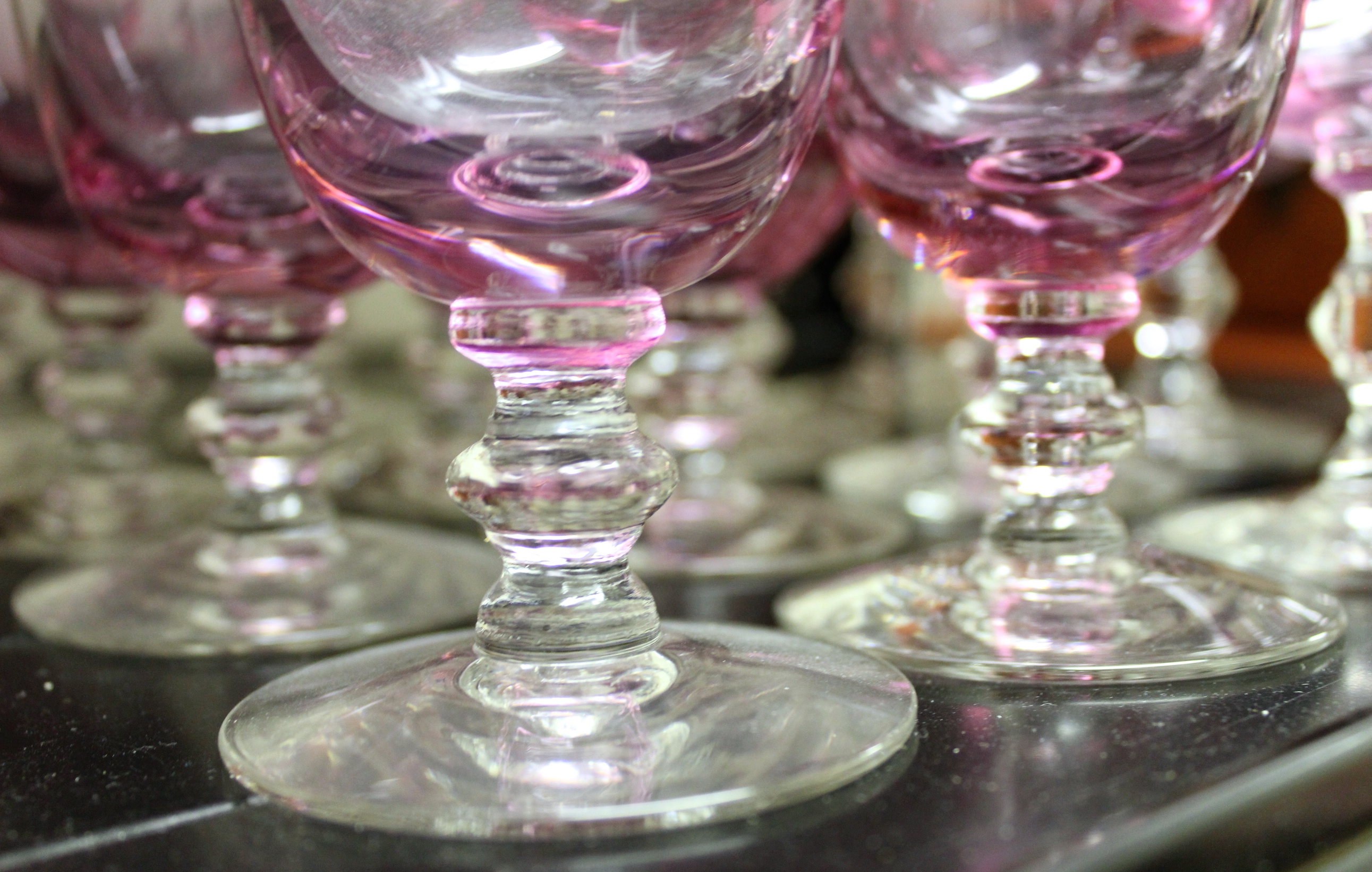 Tiffin-Franciscan Wistaria Pink Crystal Stemware and Plates