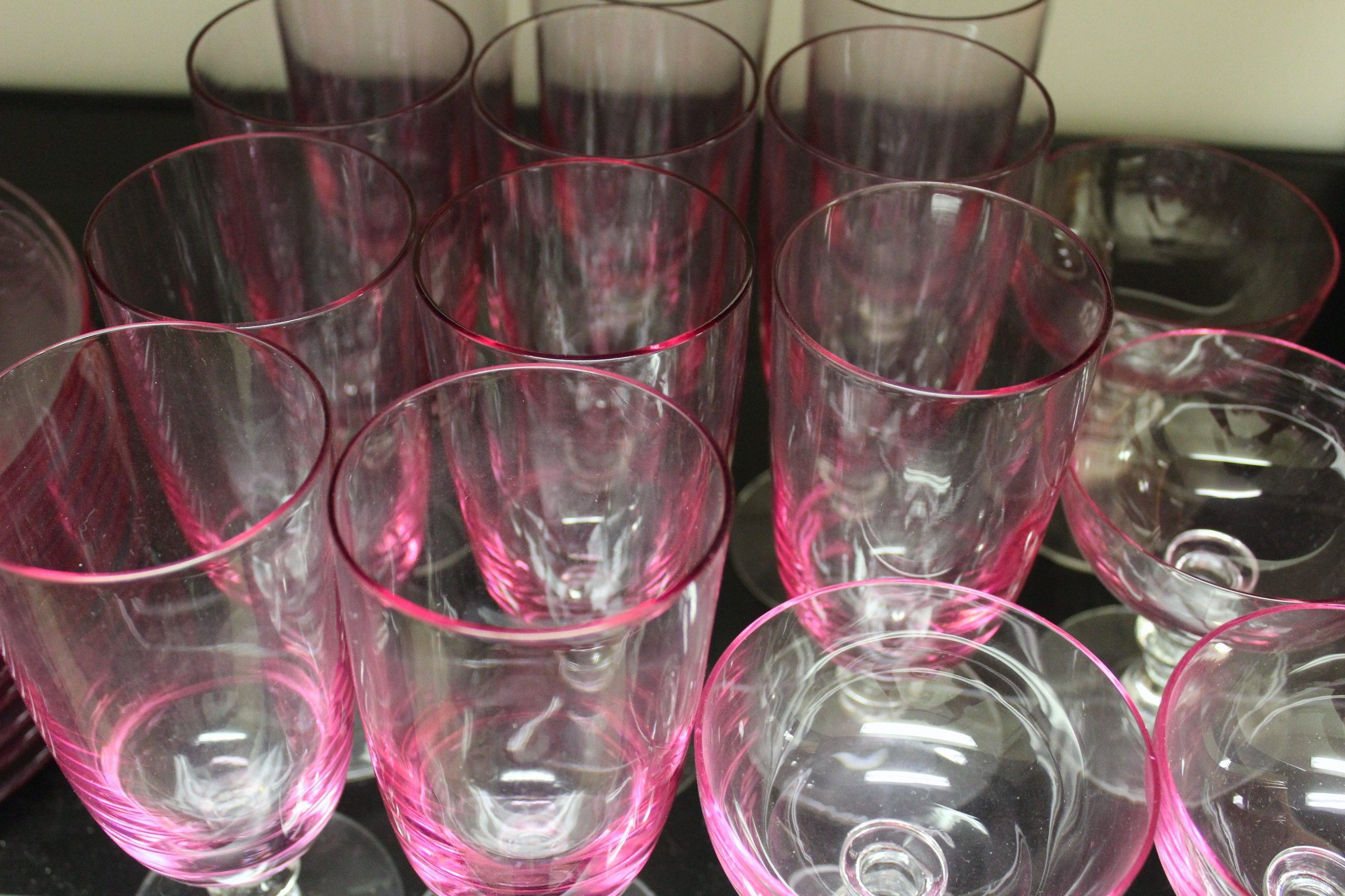 Tiffin-Franciscan Wistaria Pink Crystal Stemware and Plates