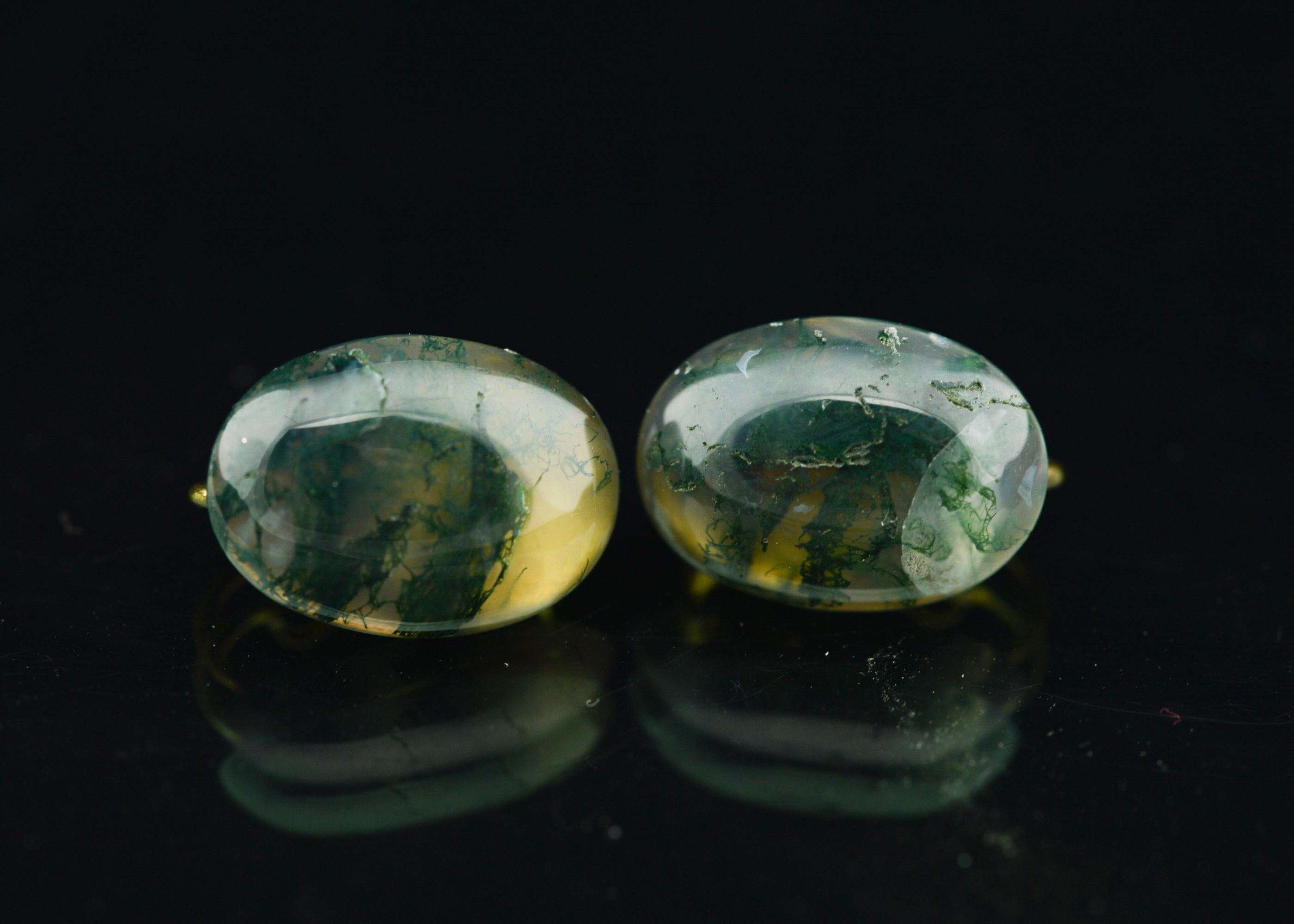 Round and Cabochon Clip-on Earrings with Semi-Precious Stones