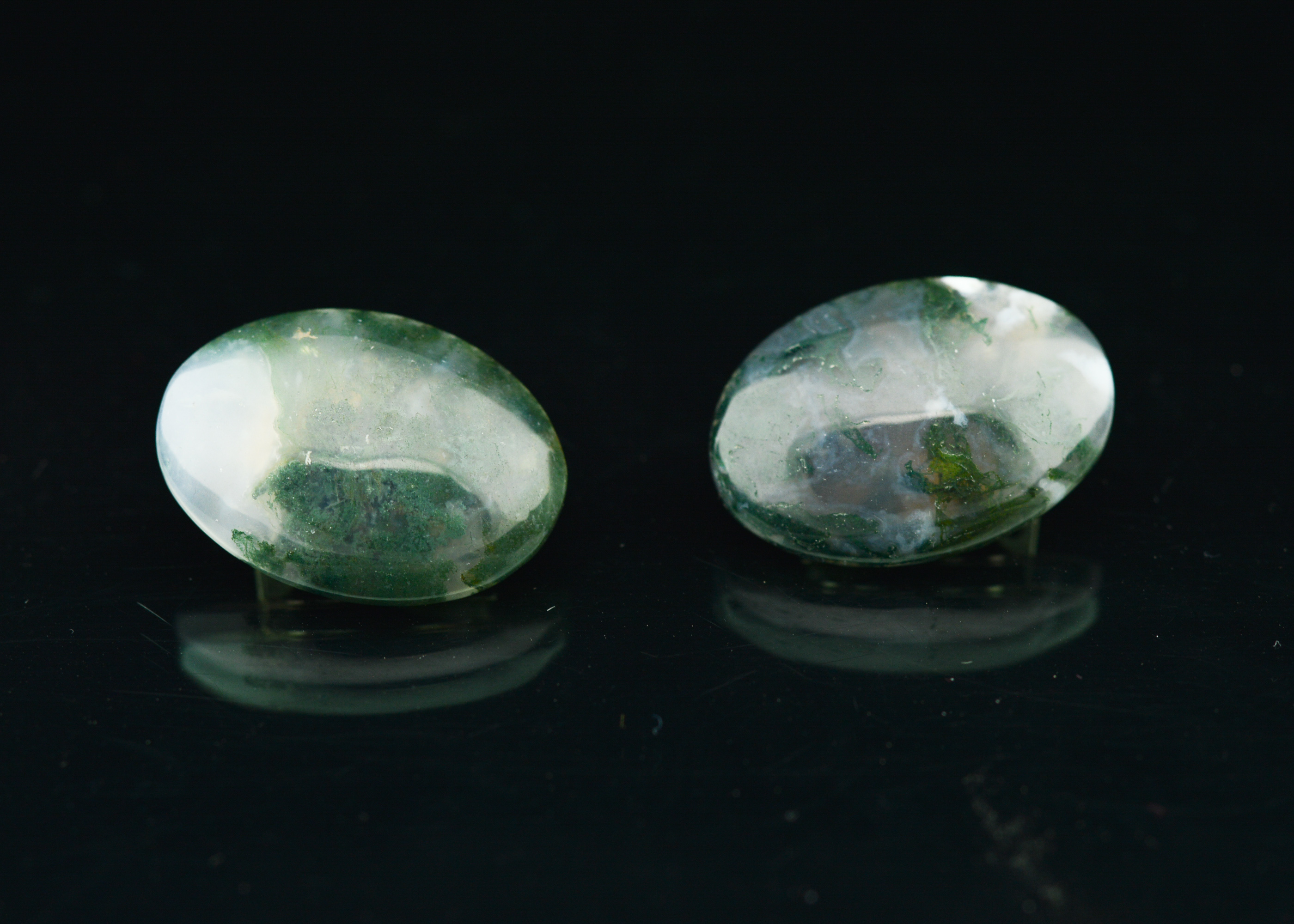 Round and Cabochon Clip-on Earrings with Semi-Precious Stones