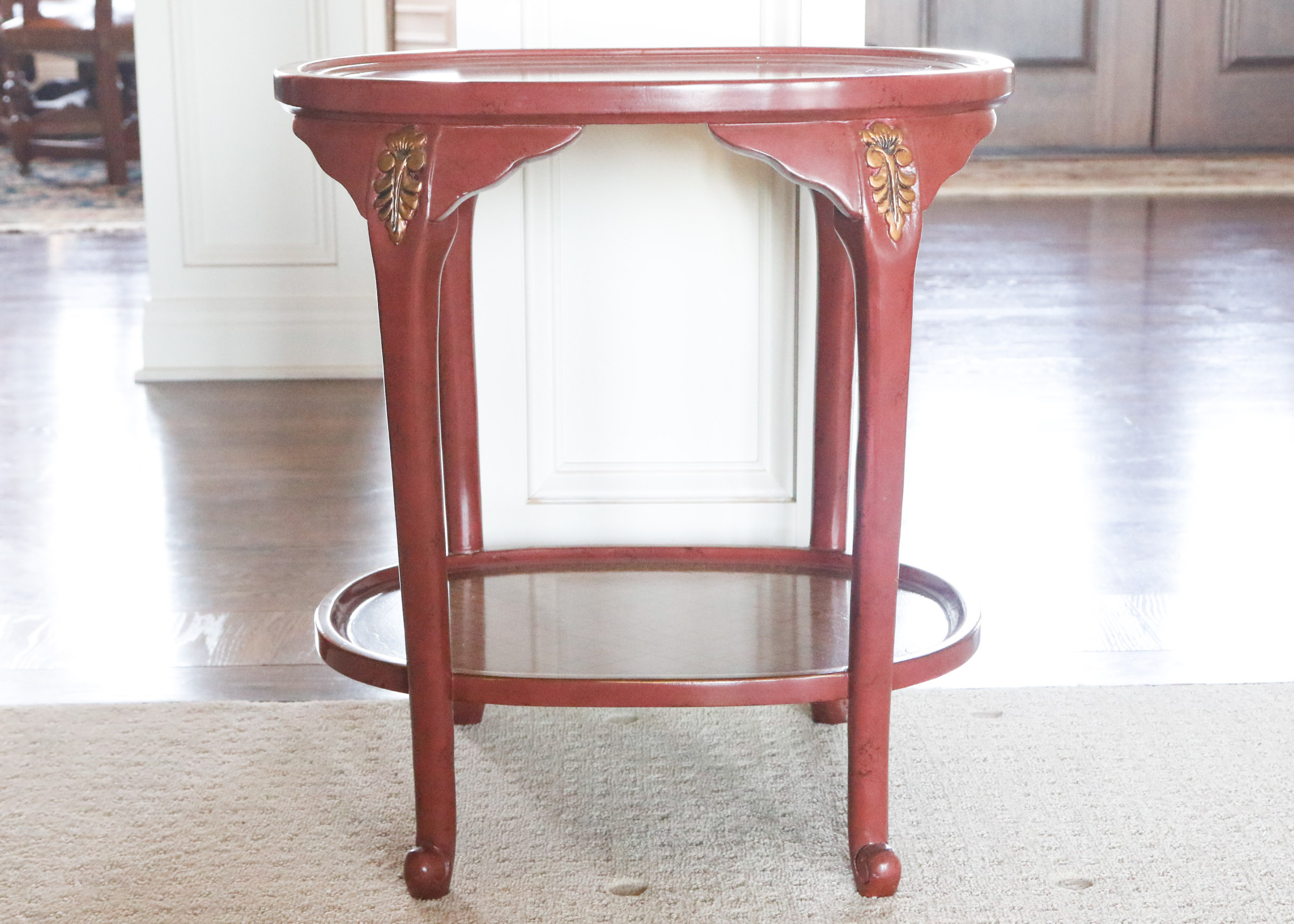 Maroon Painted Accent Table