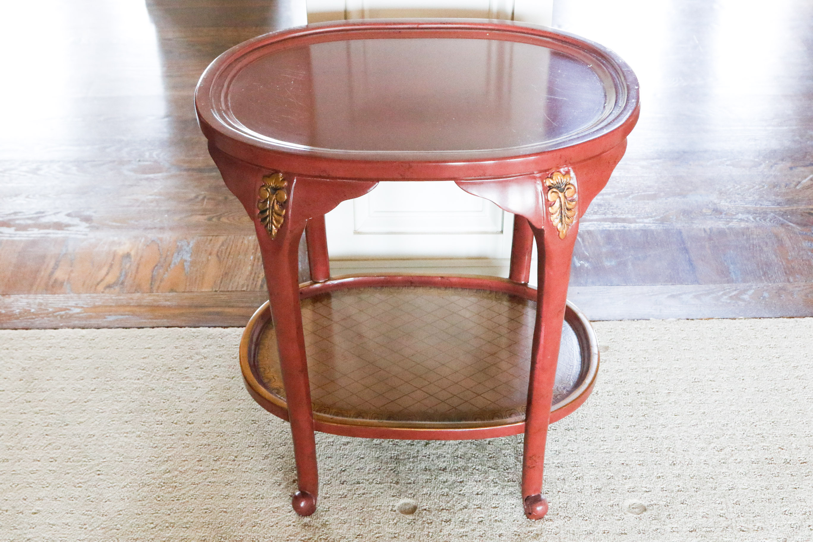 Maroon Painted Accent Table