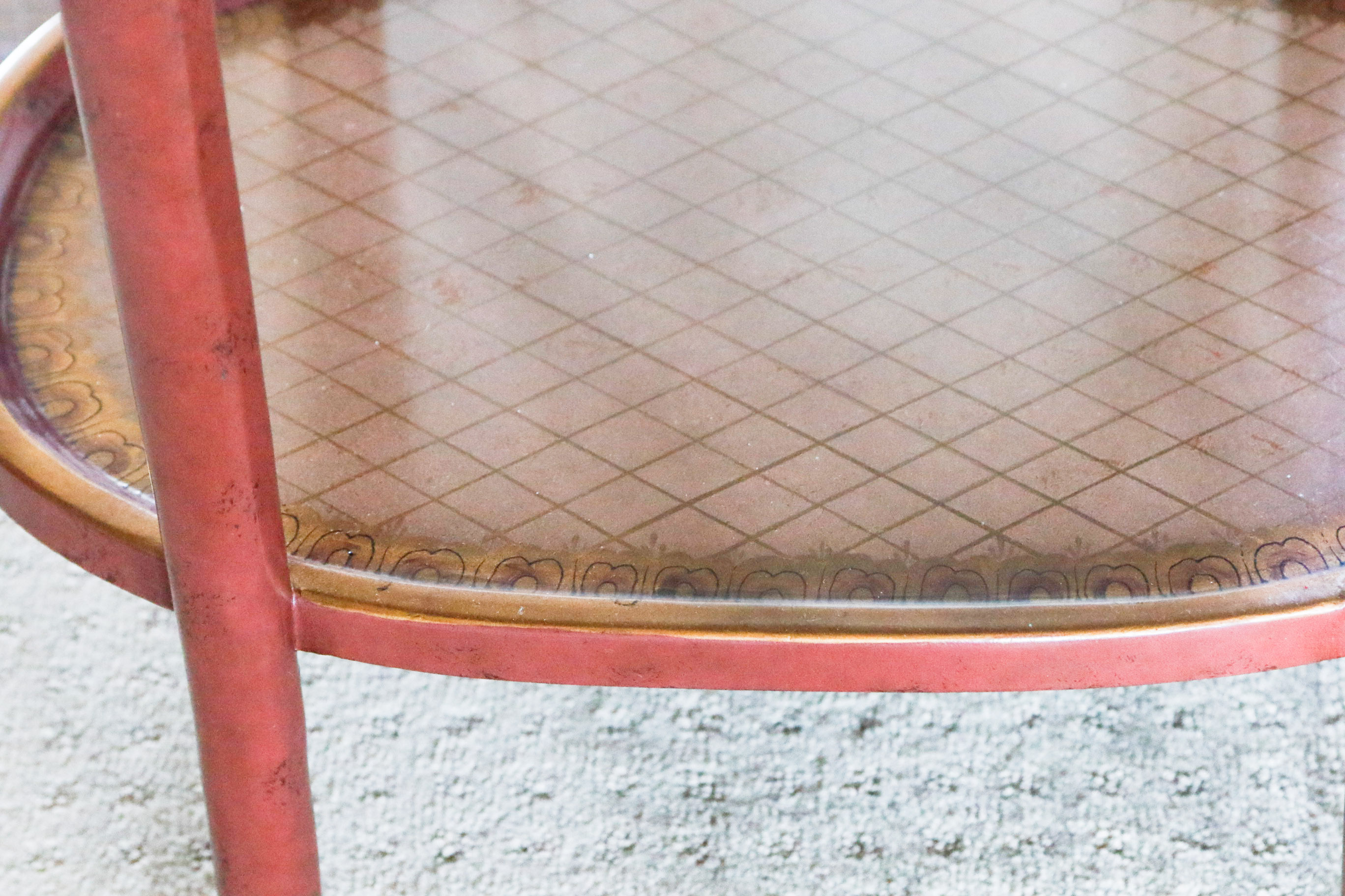 Maroon Painted Accent Table