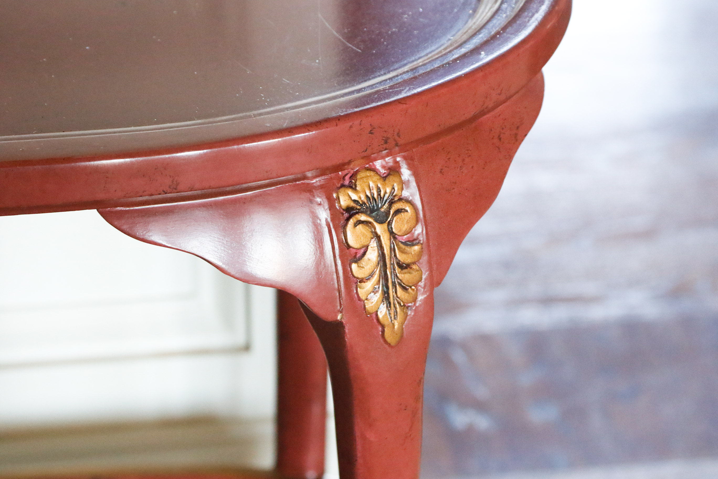 Maroon Painted Accent Table