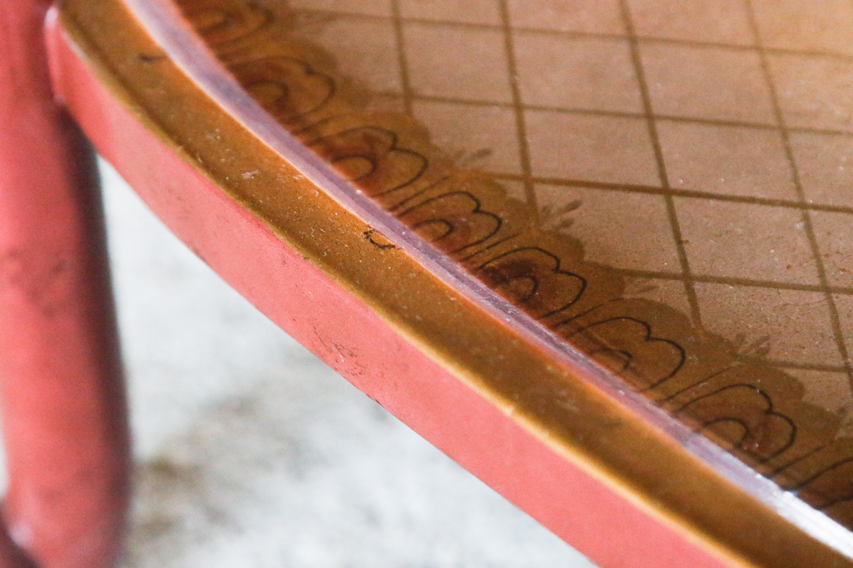 Maroon Painted Accent Table