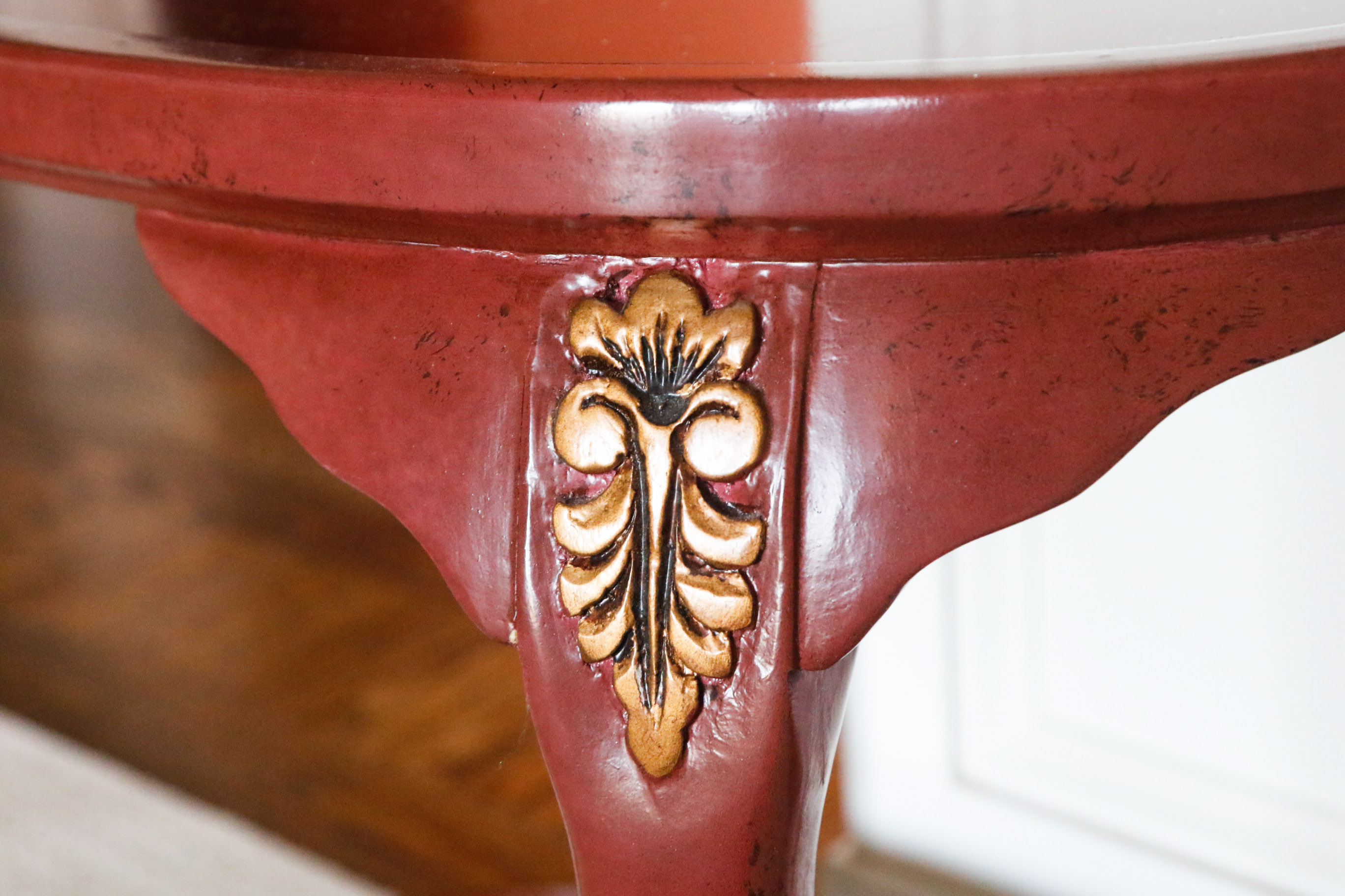 Maroon Painted Accent Table