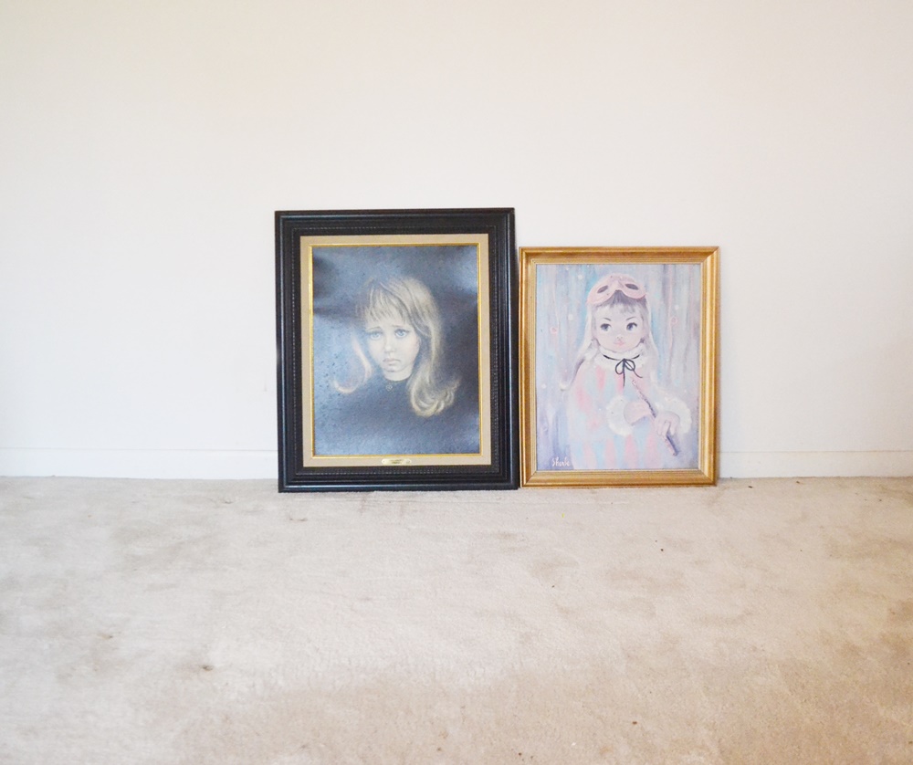 Two Vintage 196s Big Eye Prints By Sherle Wood & Irene Spencer