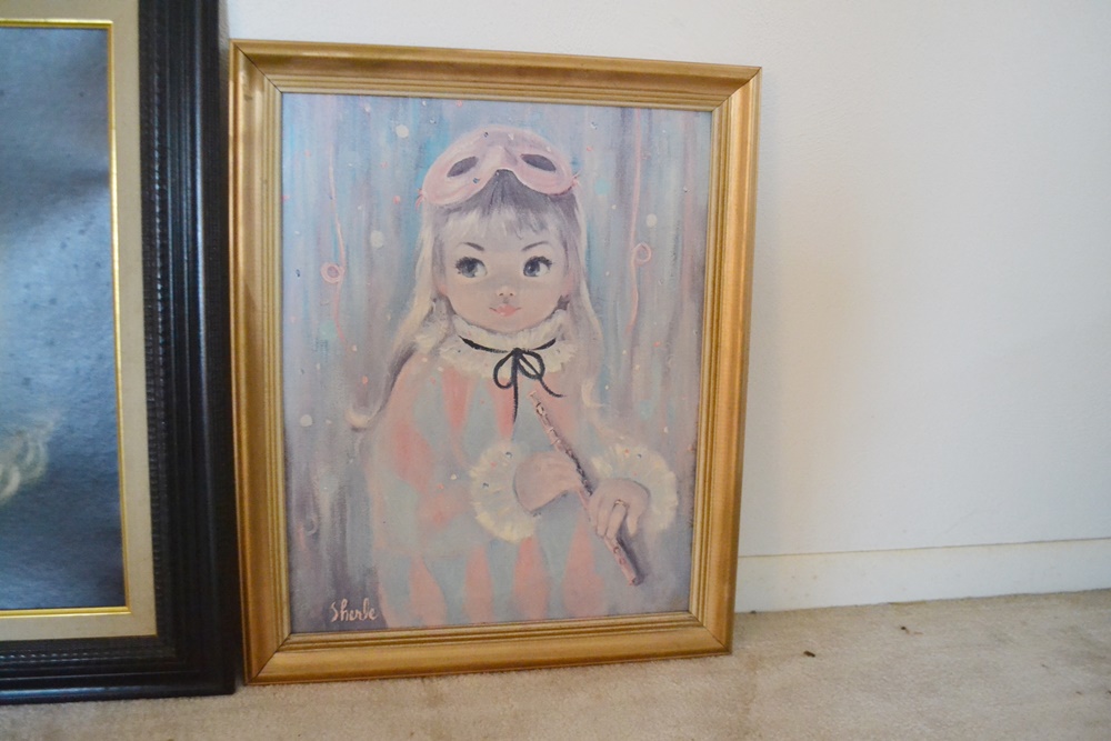 Two Vintage 196s Big Eye Prints By Sherle Wood & Irene Spencer