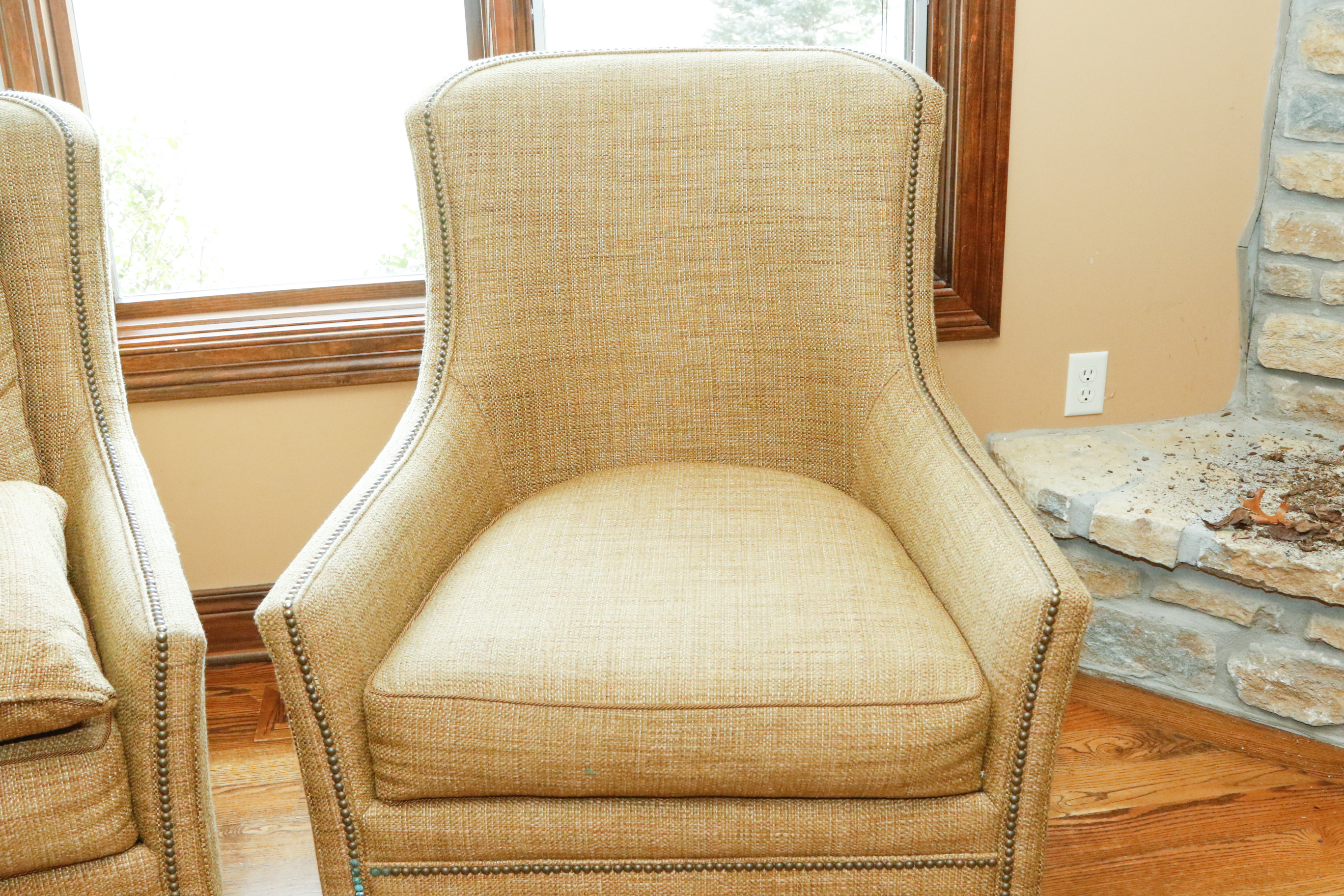 Sage Armchairs with Nailhead Detail