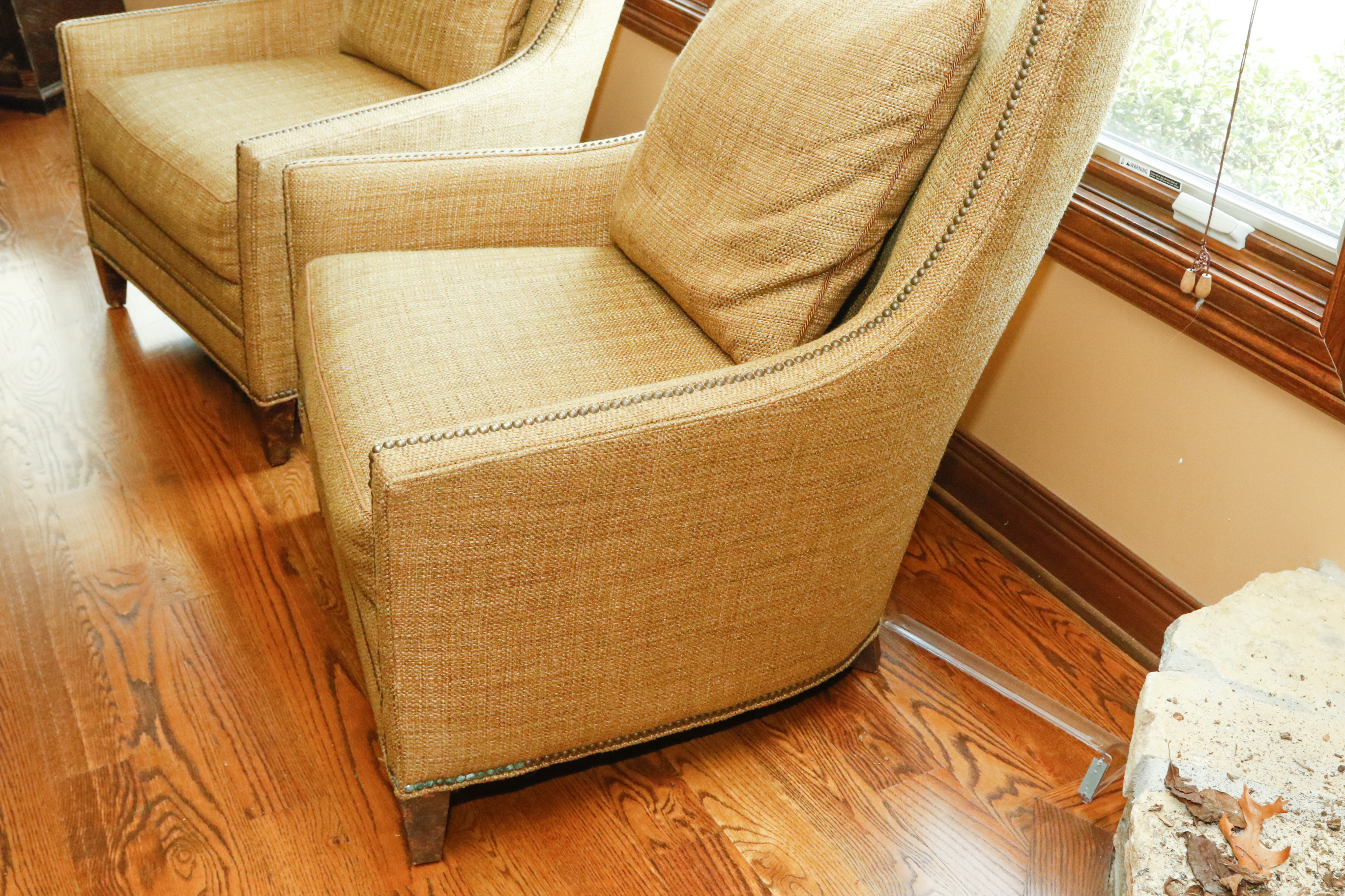 Sage Armchairs with Nailhead Detail