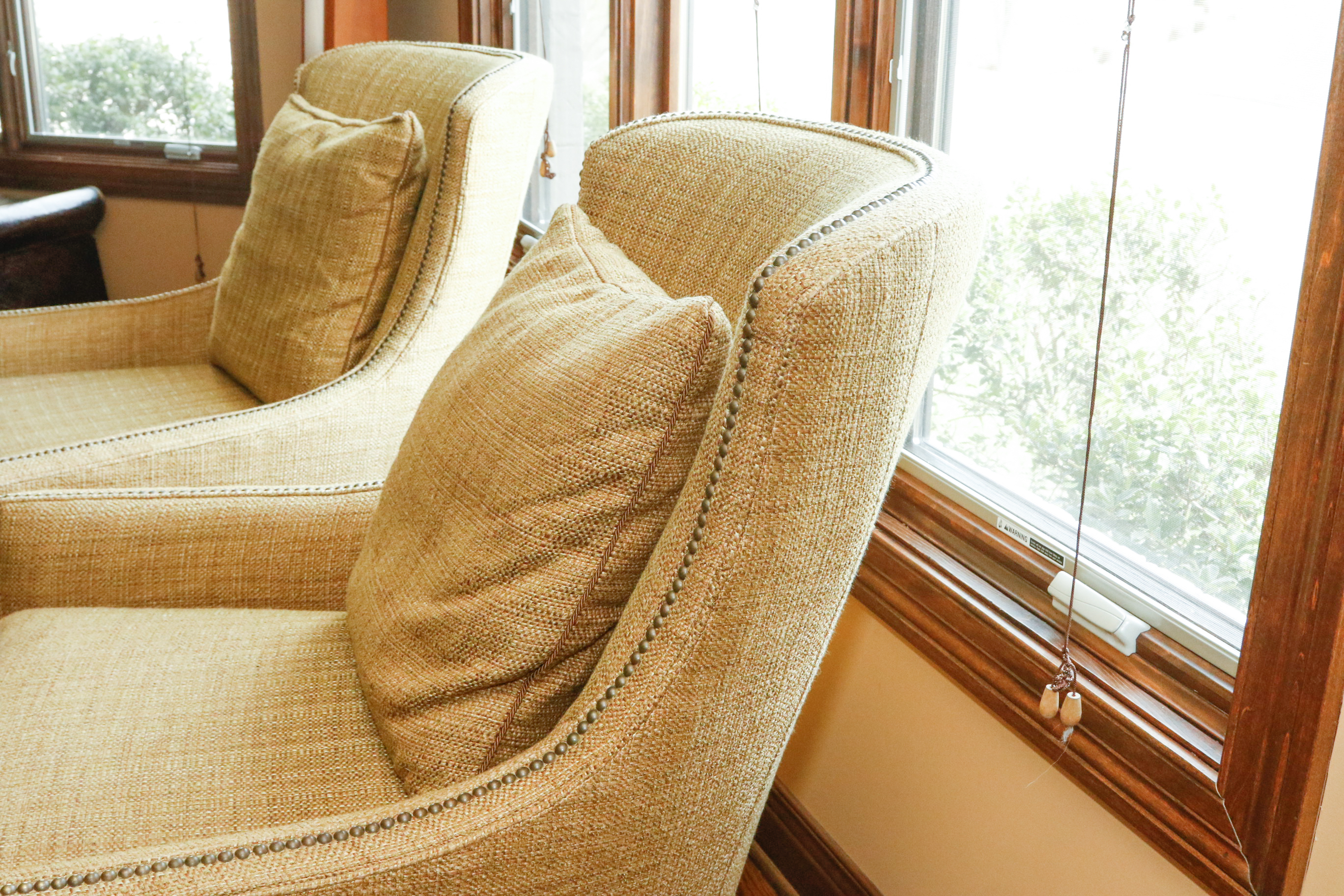 Sage Armchairs with Nailhead Detail