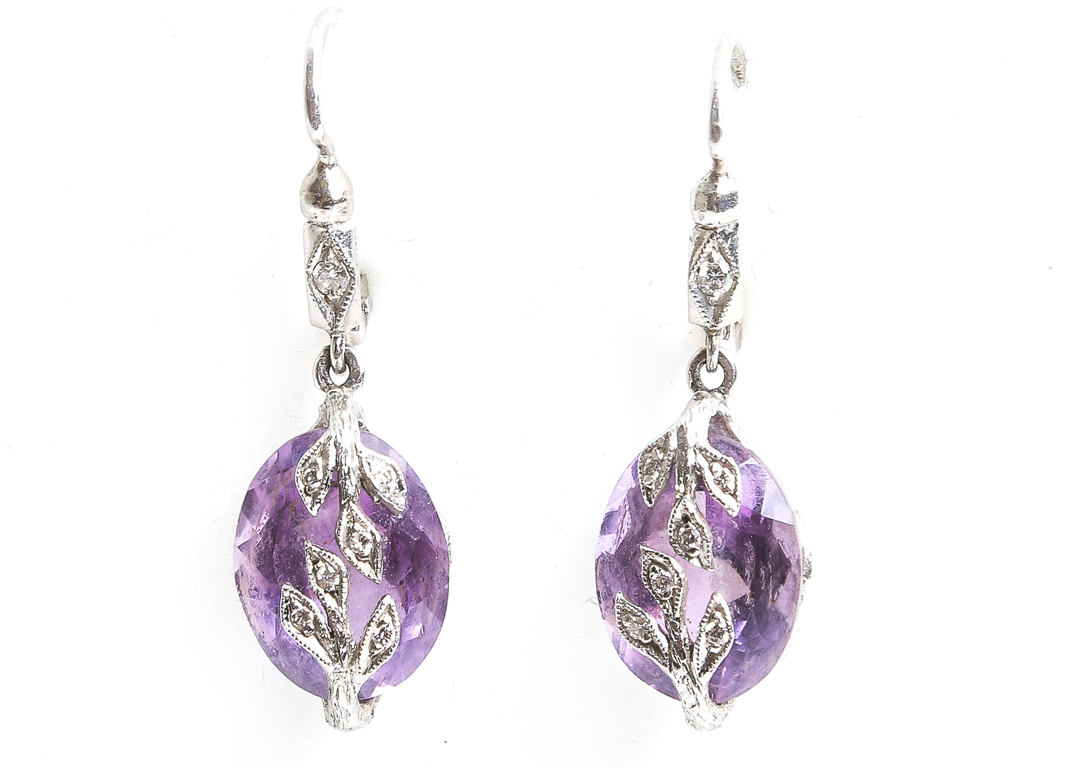 Cathy Waterman 900 Platinum Amethyst Earrings