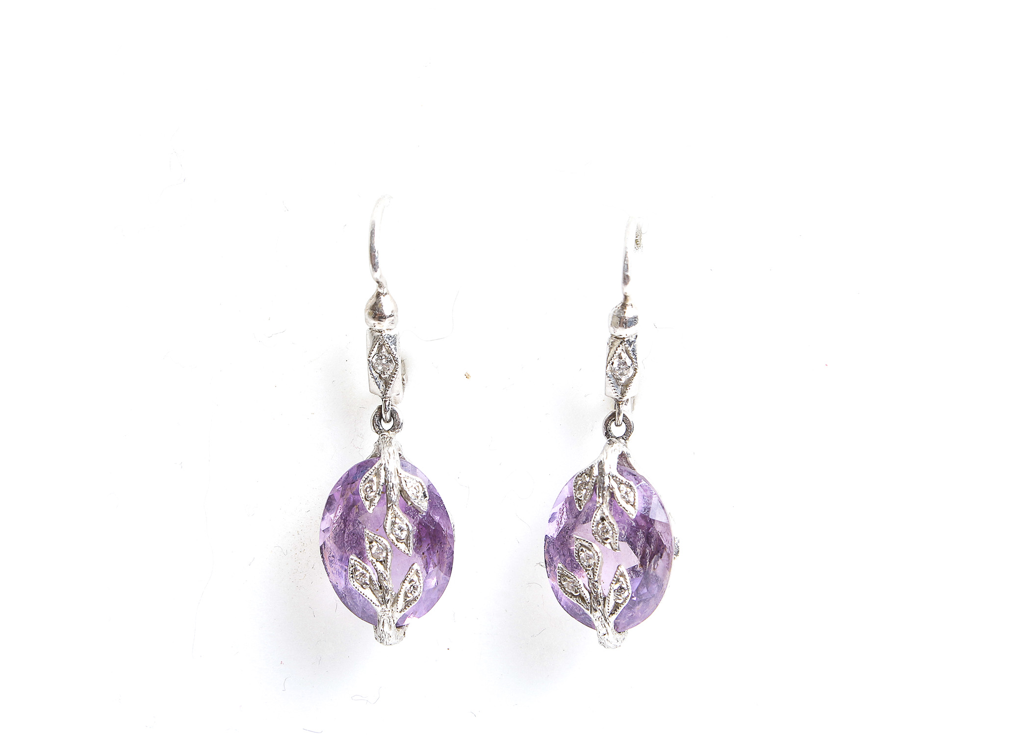Cathy Waterman 900 Platinum Amethyst Earrings