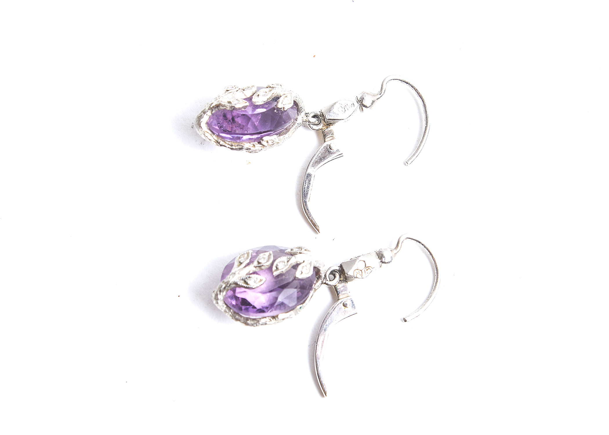 Cathy Waterman 900 Platinum Amethyst Earrings