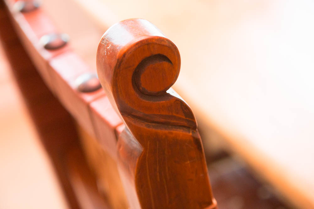 Antique Spanish Colonial Style Pine Dining Table with Six Chairs