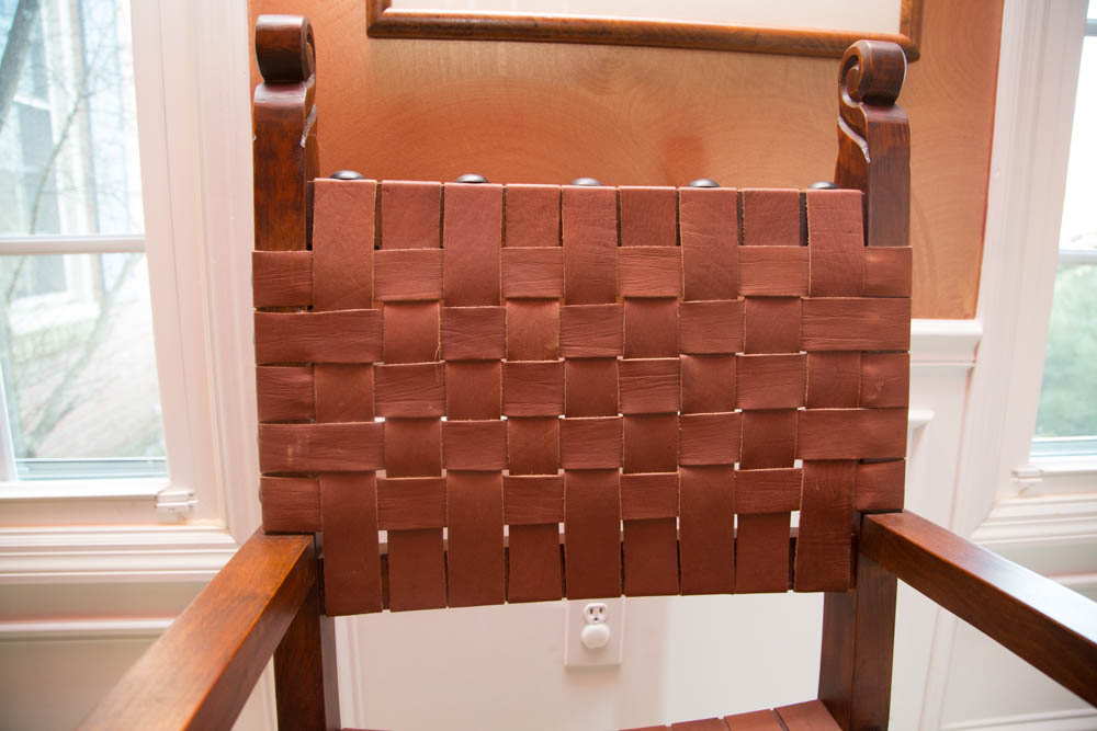 Antique Spanish Colonial Style Pine Dining Table with Six Chairs