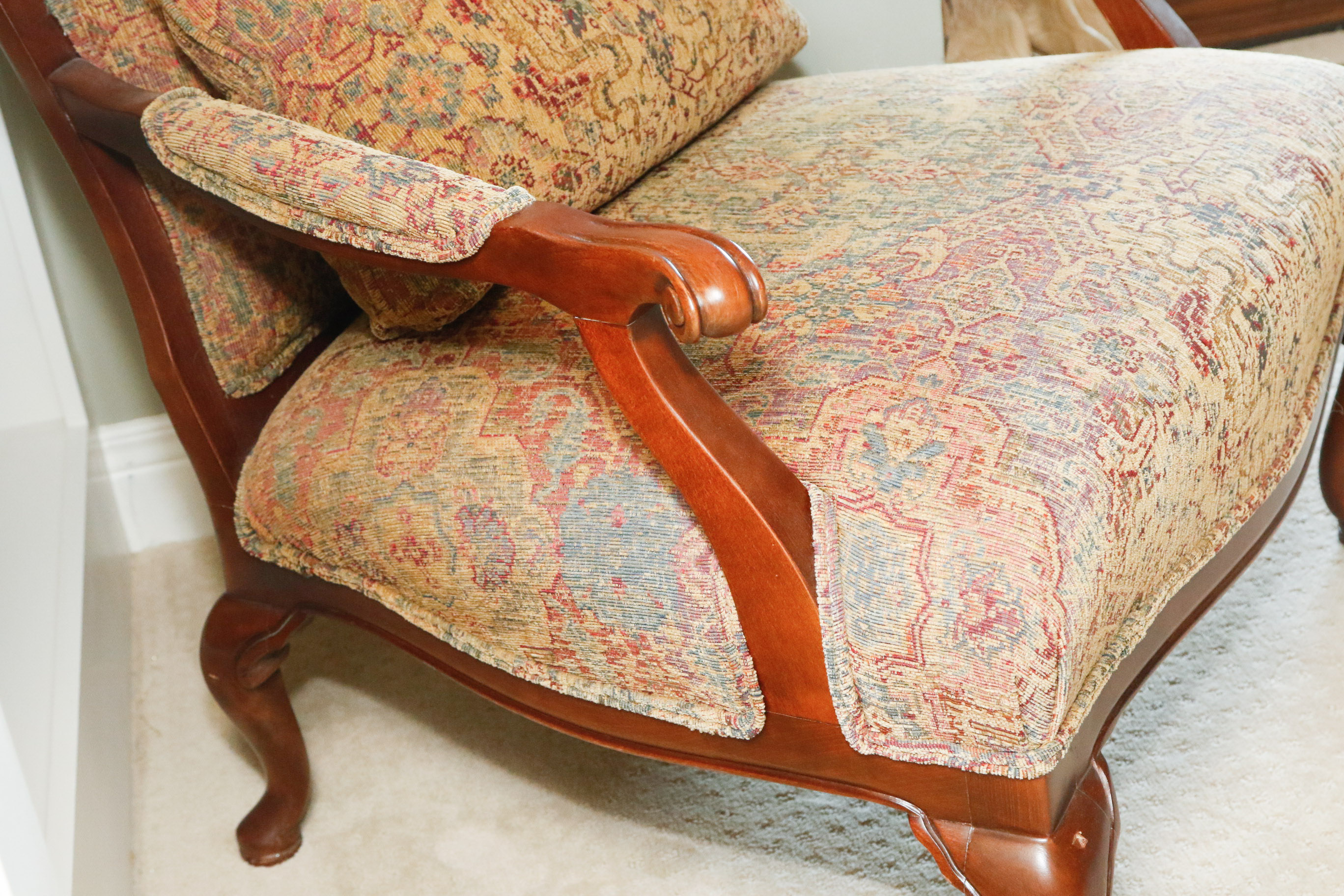 Upholstered Mahogany Chauffeuse