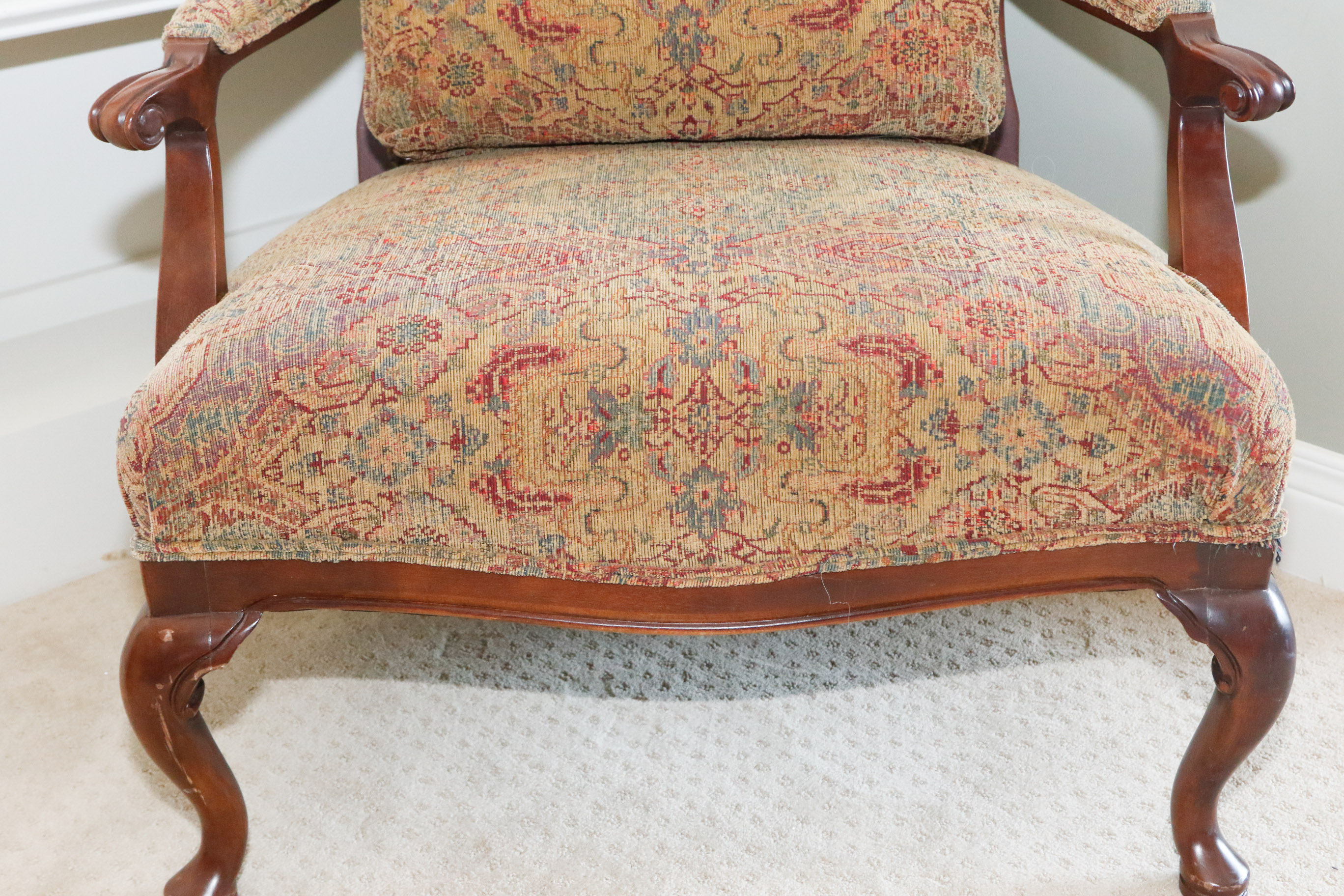 Upholstered Mahogany Chauffeuse