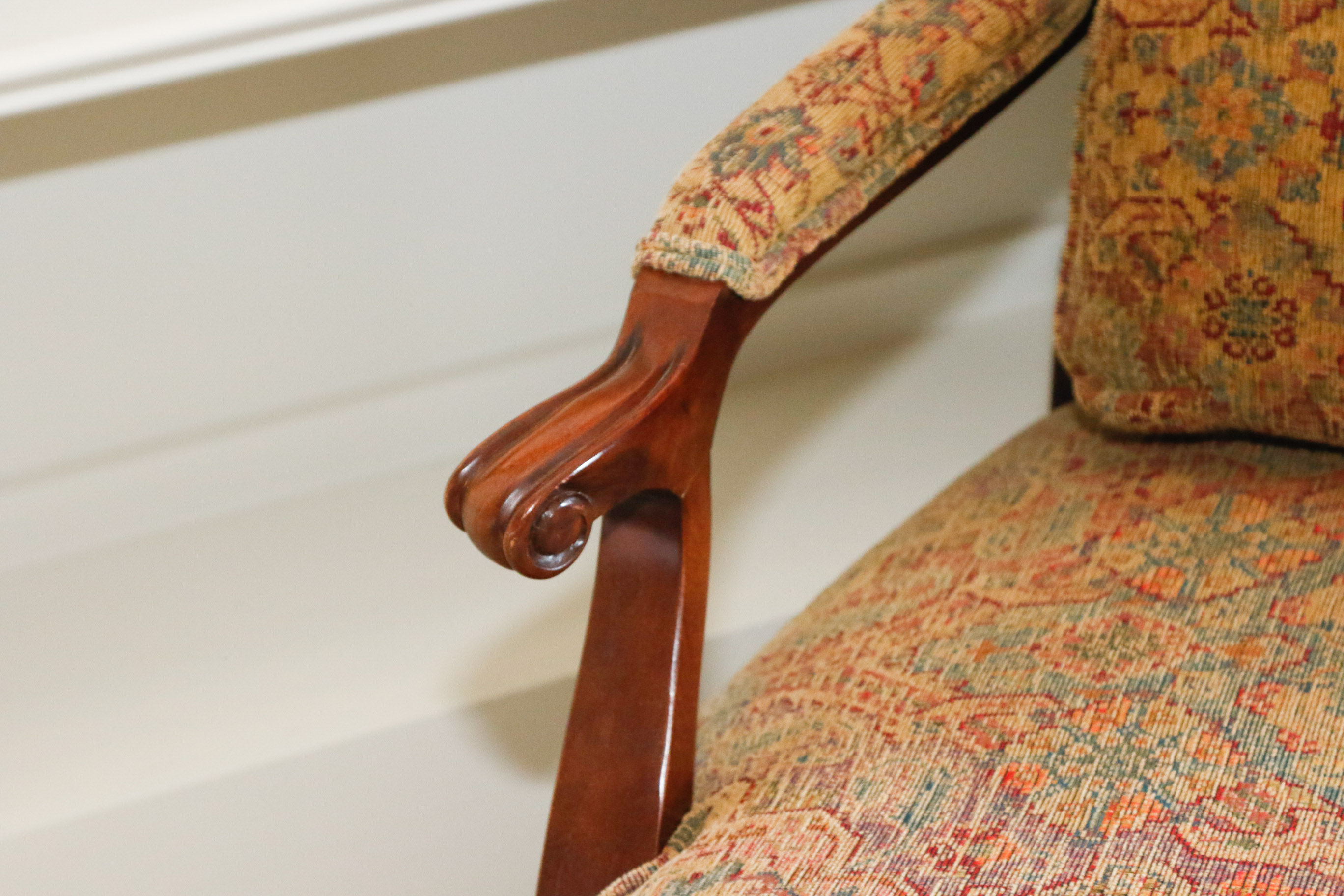 Upholstered Mahogany Chauffeuse