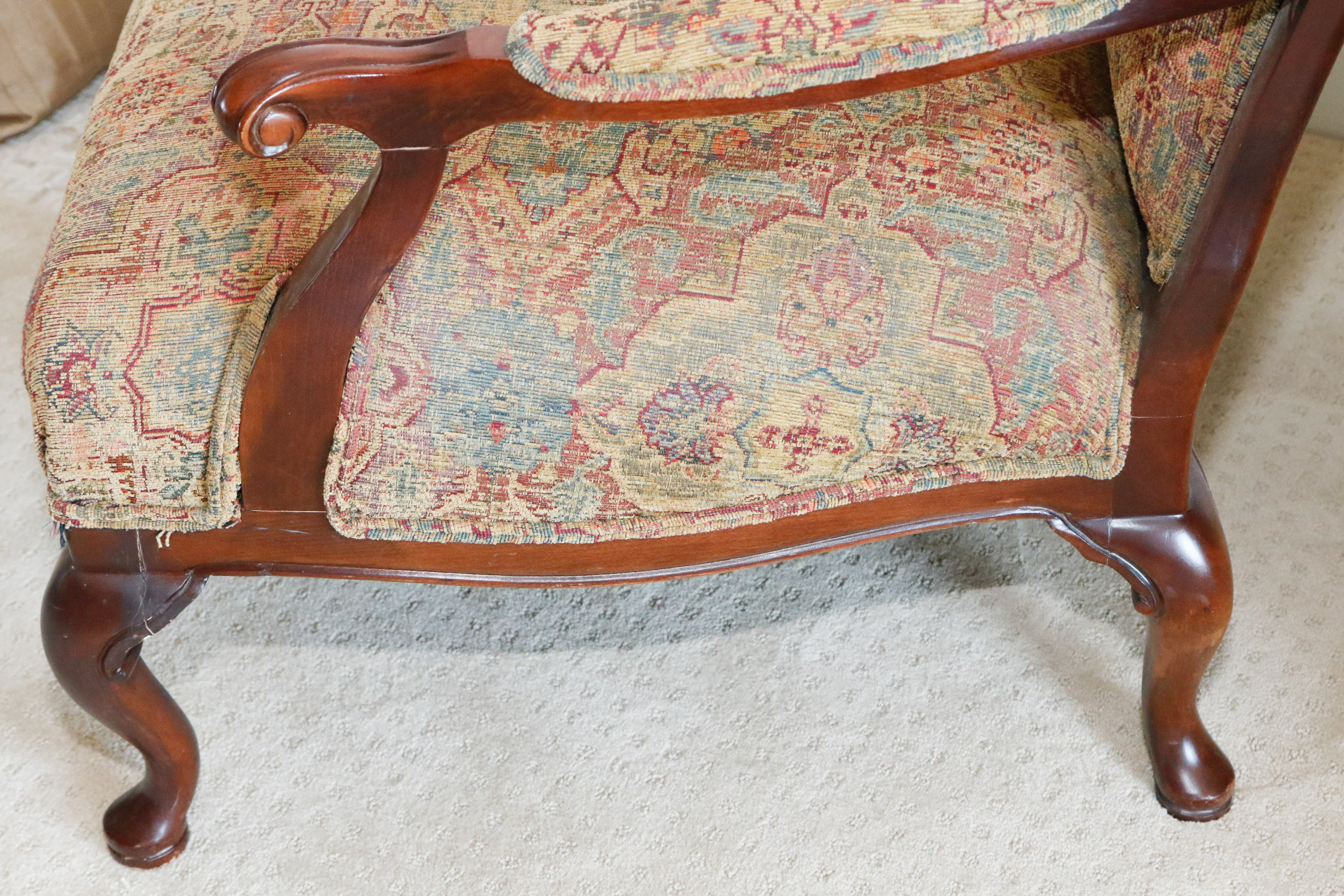 Upholstered Mahogany Chauffeuse