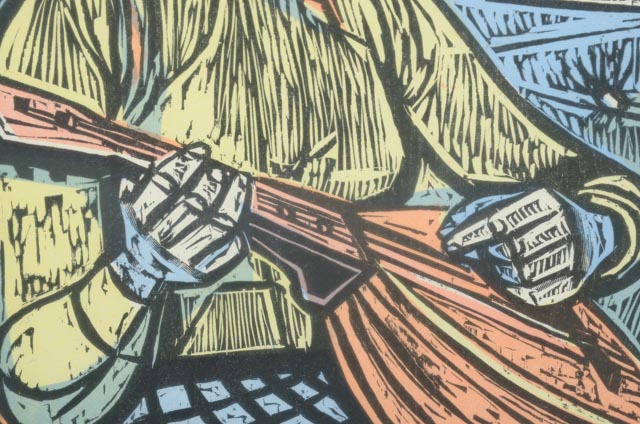 Irving Amen Artist's Proof Woodblock "Mandolin"