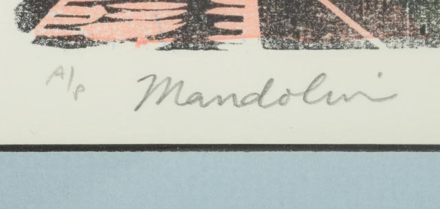 Irving Amen Artist's Proof Woodblock "Mandolin"