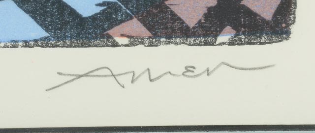 Irving Amen Artist's Proof Woodblock "Mandolin"