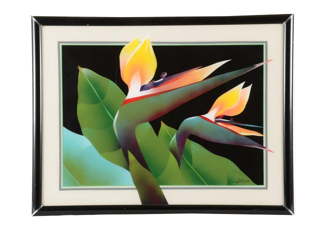 Ned Mou Hou Vintage Mixed Media Print "Bird of Paradise"