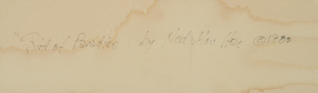 Ned Mou Hou Vintage Mixed Media Print "Bird of Paradise"