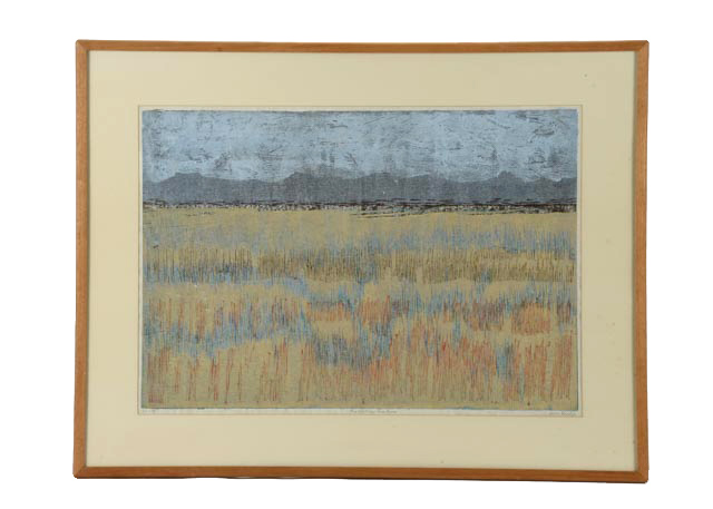 James Kirby Color Woodcut Print "Fields Near Frentress"