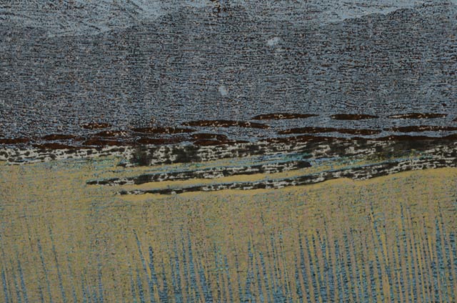 James Kirby Color Woodcut Print "Fields Near Frentress"