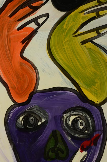 Peter Keil Original Abstract Oil on Board "Playing Ball"