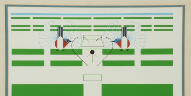 Charley Harper Signed LE Serigraph "Bluebirds in the Bluegrass"