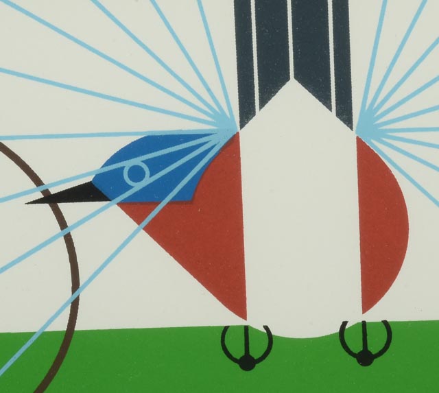 Charley Harper Signed LE Serigraph "Bluebirds in the Bluegrass"