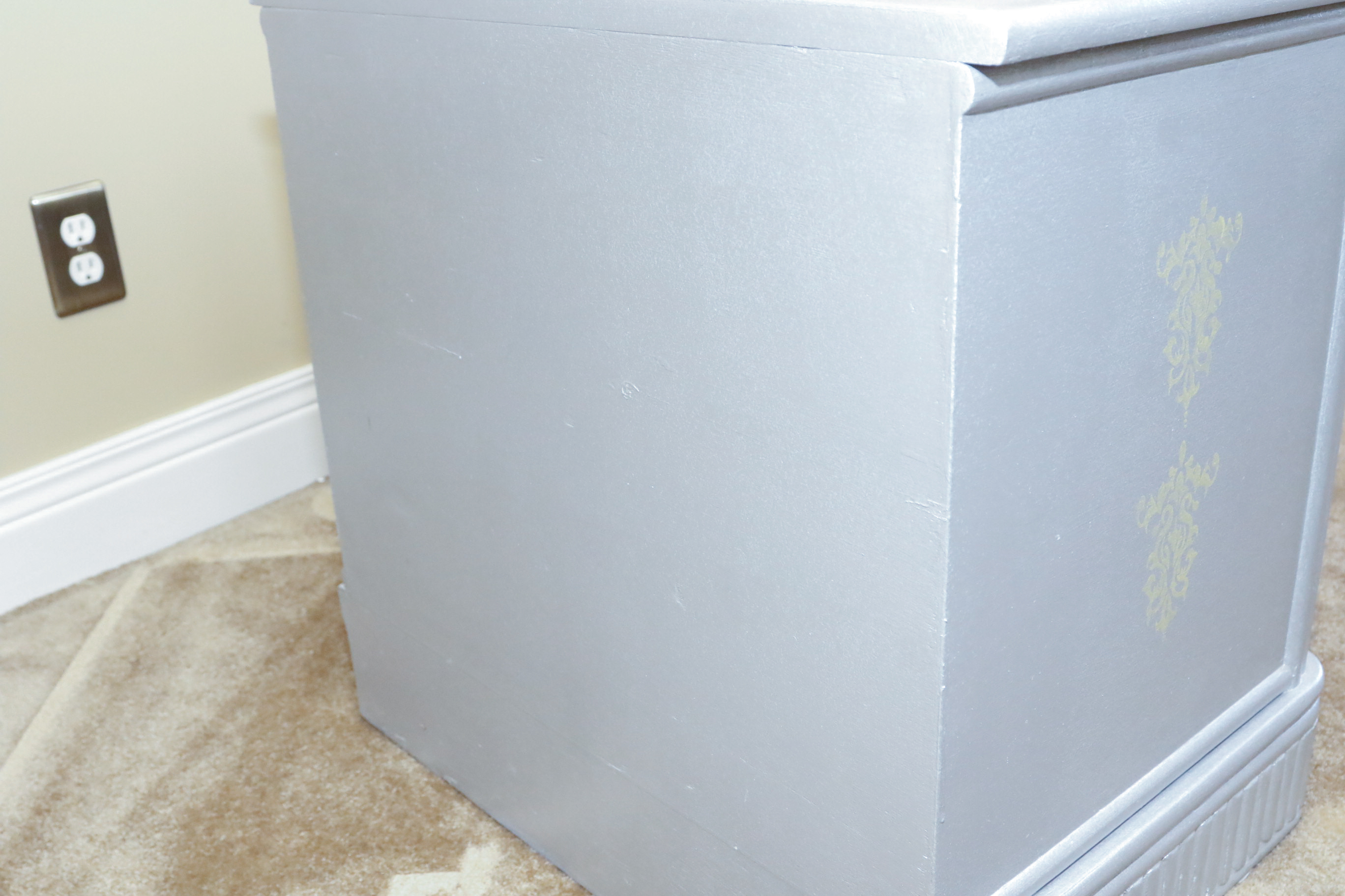 Painted and Stenciled Cabinet with Matching Seat